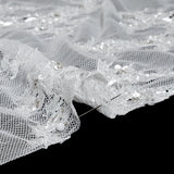 Chantilly Lace with Beads, Sequins and Finished Edges - Off White and Silver Floral