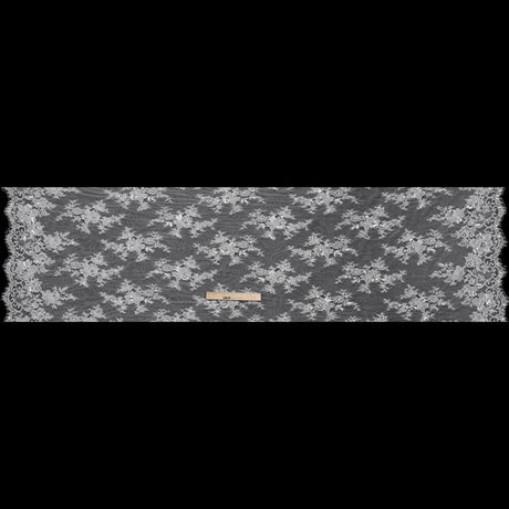Chantilly Lace with Beads, Sequins and Finished Edges - Off White and Silver Floral