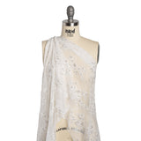 Chantilly Lace with Beads, Sequins and Finished Edges - Off White and Silver Floral