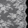Chantilly Lace with Beads, Sequins and Finished Edges - Off White and Silver Floral