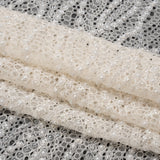 Bridal Lace with Beads, Sequins, and Finished Edges - Off White Wavy Lines