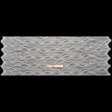 Bridal Lace with Beads, Sequins, and Finished Edges - Off White Wavy Lines