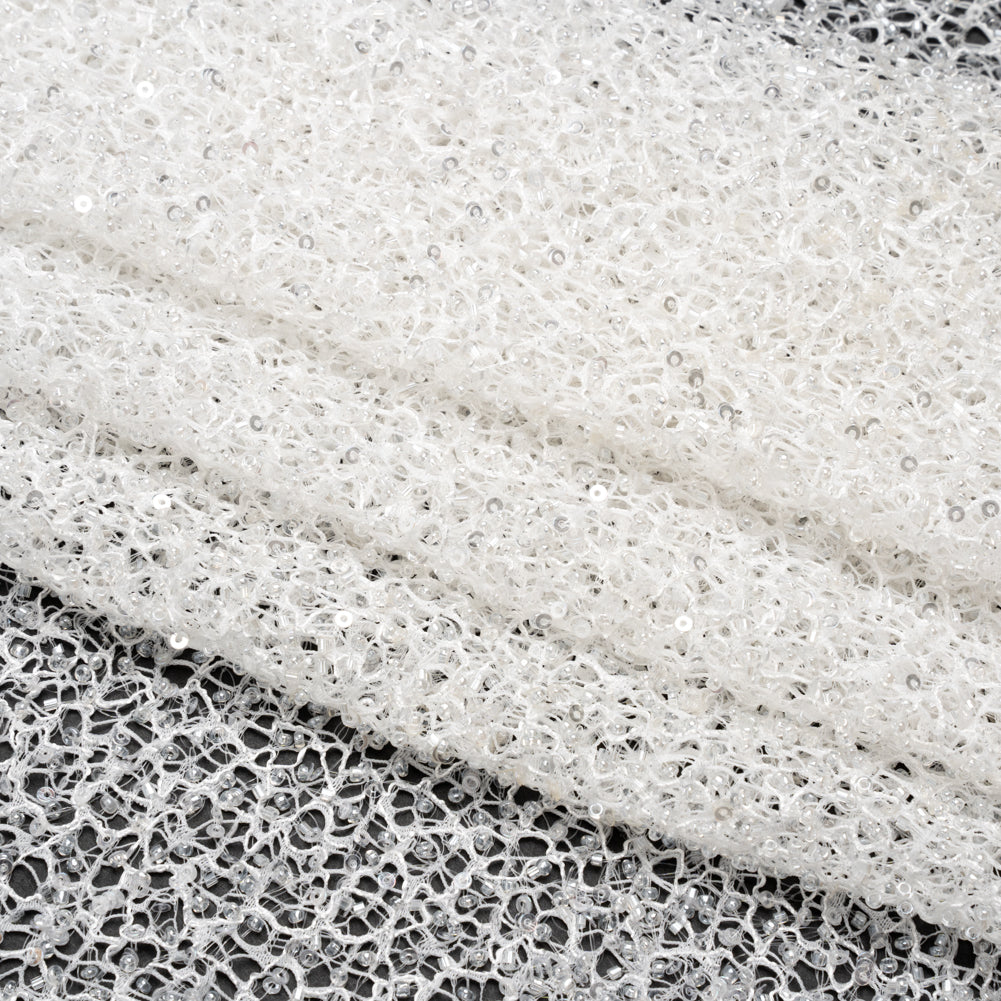 Bridal Lace with Beads and Sequins - White All-Over Abstract