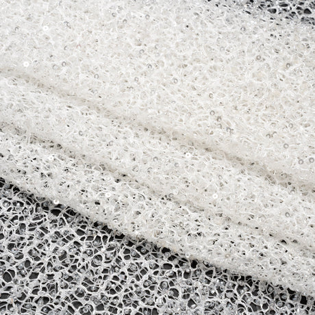 Bridal Lace with Beads and Sequins - White All-Over Abstract