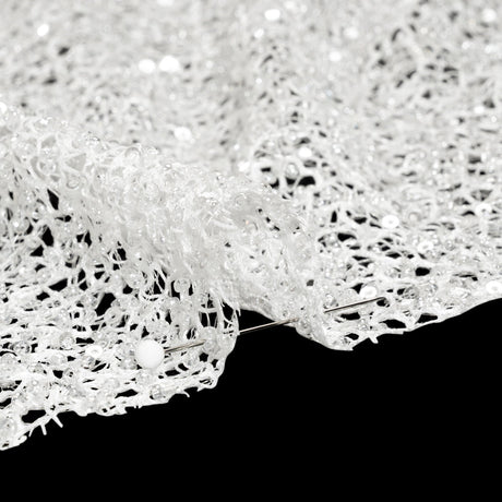 Bridal Lace with Beads and Sequins - White All-Over Abstract