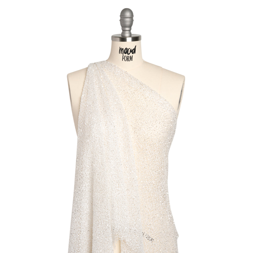 Bridal Lace with Beads and Sequins - White All-Over Abstract