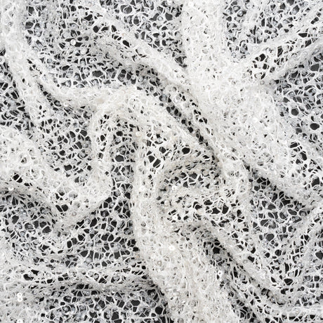 Bridal Lace with Beads and Sequins - White All-Over Abstract