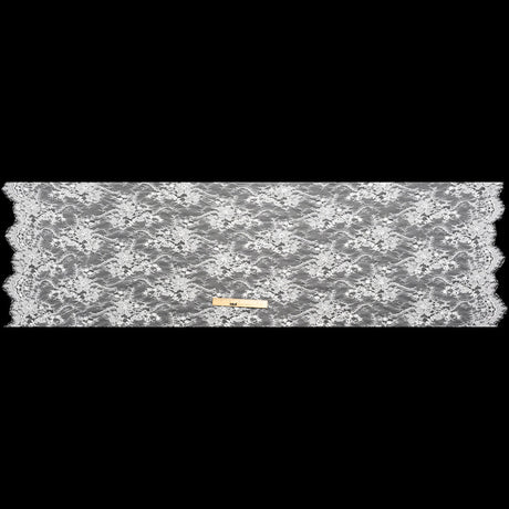 Bridal Lace with Beads, Sequins, and Finished Edges - White Floral