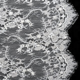Bridal Lace with Beads, Sequins, and Finished Edges - White Floral