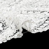 Bridal Lace with Beads, Sequins, and Finished Edge - Off White Floral Archways