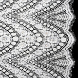 Bridal Lace with Beads, Sequins, and Finished Edge - Off White Floral Archways