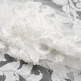 Chantilly Lace with Beads, Sequins, and Finished Edges - White and Ivory Flowering Vines