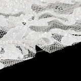 Chantilly Lace with Beads, Sequins, and Finished Edges - White and Ivory Flowering Vines