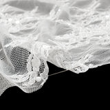 Chantilly Lace with Beads, Sequins, and Scalloped Finished Edges - White Floral