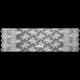 Chantilly Lace with Beads, Sequins, and Scalloped Finished Edges - White Floral