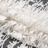 Embroidered Lace with Beads and Sequins - Off-White Abstract Lines