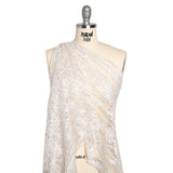 Embroidered Lace with Beads and Sequins - Off-White Abstract Lines