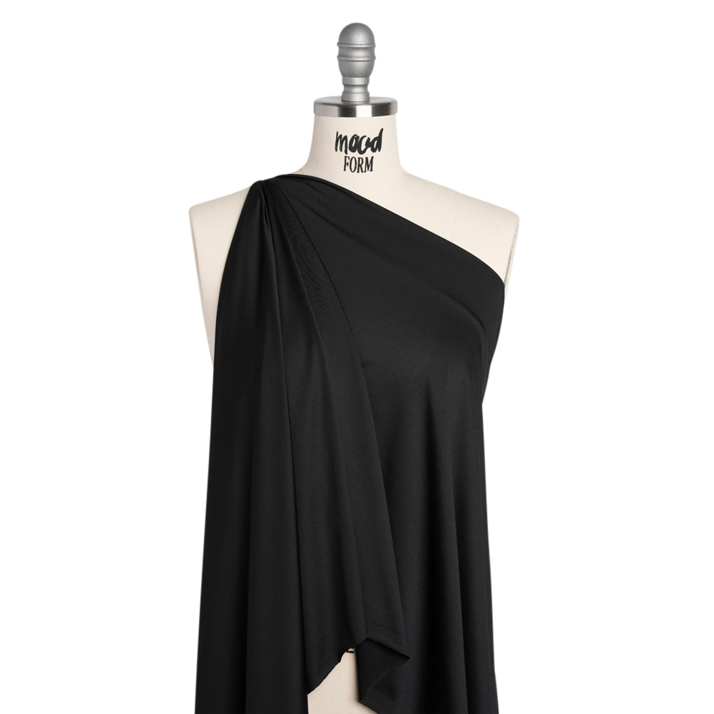 Stretch Recycled Polyester Jersey, Wicking with Odorless Finish - Black