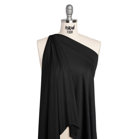 Stretch Recycled Polyester Jersey, Wicking with Odorless Finish - Black
