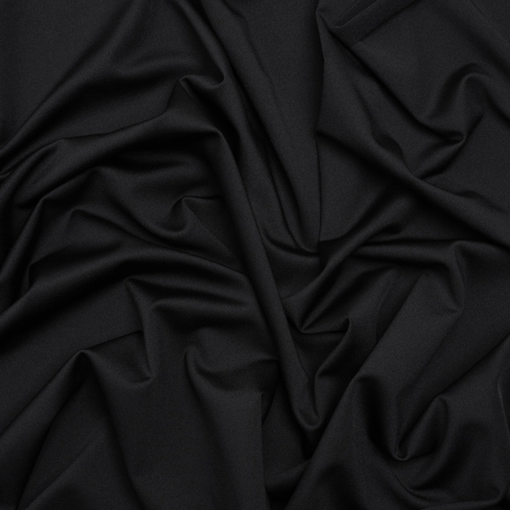 Stretch Recycled Polyester Jersey, Wicking with Odorless Finish - Black