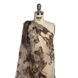 Metallic Burnout Luxury Brocade - Brown and Black Abstract