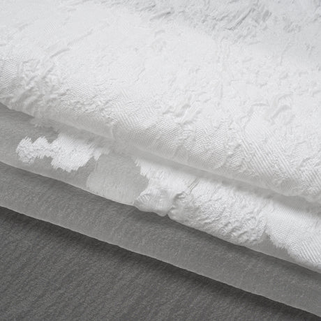 Metallic Burnout Luxury Brocade - White Abstract Crinkled Borders
