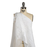 Metallic Burnout Luxury Brocade - White Abstract Crinkled Borders