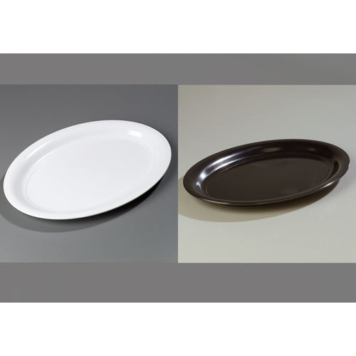 Carlisle White Rimmed Melamine Dinnerware Catering Platters, 21-3/32" x 15-3/32"