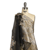 Metallic Burnout Luxury Brocade - Silver, Gold and Black Abstract Crinkled Borders