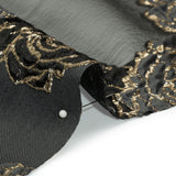 Metallic Burnout Luxury Brocade - Charcoal, Black and Gold Rose Border
