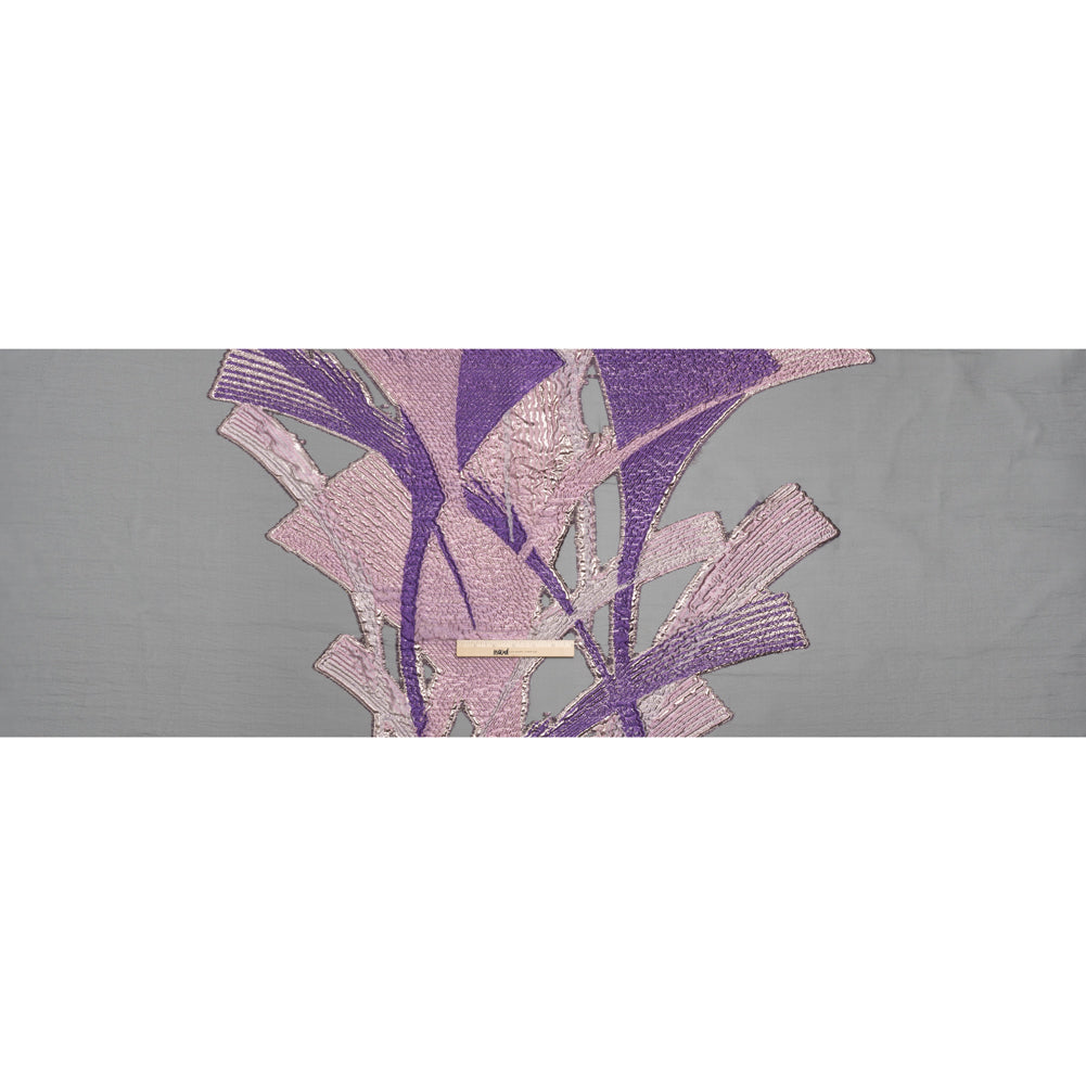 Metallic Luxury Burnout Brocade - Purple, Orchid Pink and Black Abstract