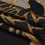 Metallic Luxury Burnout Brocade Panel - Black and Gold Floral Medallion