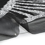 Metallic Luxury Burnout Brocade Panel - Black and Silver Floral Medallion