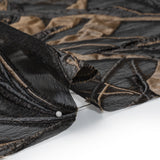 Metallic Luxury Burnout Brocade - Mole Brown and Black Magical Leaves