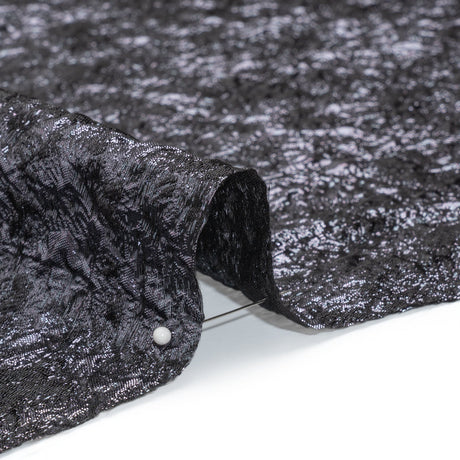 Metallic Luxury Brocade - Black and Navy Abstract