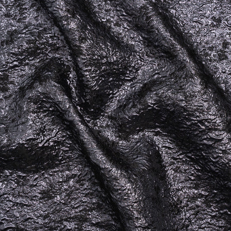 Metallic Luxury Brocade - Black and Navy Abstract