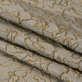 Metallic Luxury Brocade - Gray and Gold Floral Outlines