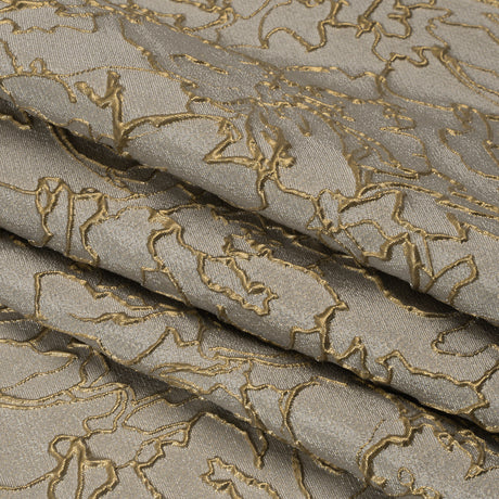 Metallic Luxury Brocade - Gray and Gold Floral Outlines