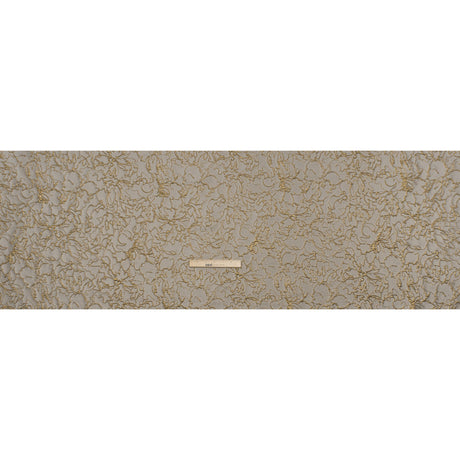 Metallic Luxury Brocade - Gray and Gold Floral Outlines