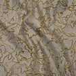Metallic Luxury Brocade - Gray and Gold Floral Outlines