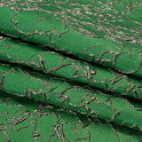 Metallic Luxury Brocade - Kelly Green and Silver Floral Outlines