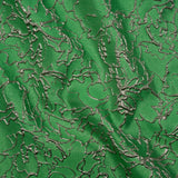 Metallic Luxury Brocade - Kelly Green and Silver Floral Outlines