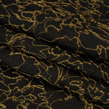 Metallic Luxury Brocade - Black and Gold Floral Outlines