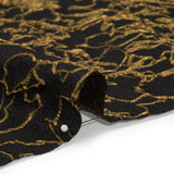 Metallic Luxury Brocade - Black and Gold Floral Outlines