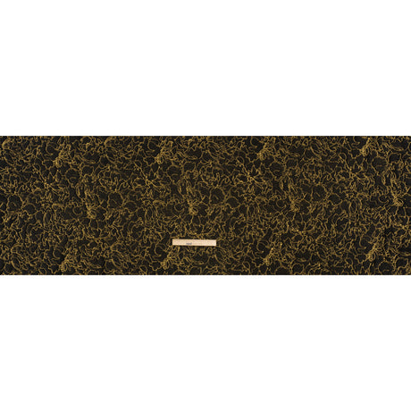 Metallic Luxury Brocade - Black and Gold Floral Outlines