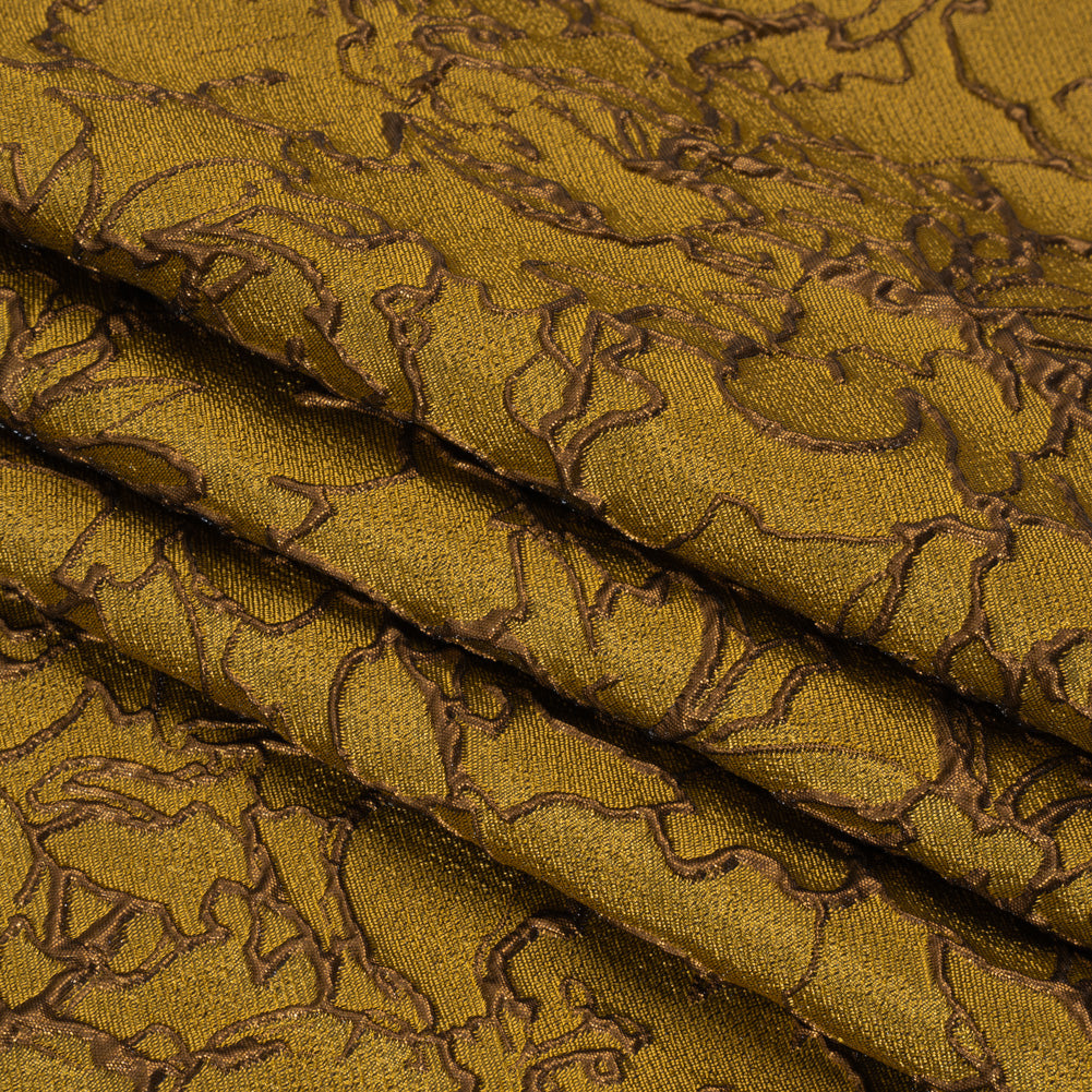 Metallic Luxury Brocade - Gold and Bronze Floral Outlines