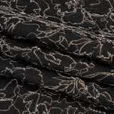 Metallic Luxury Brocade - Black and Silver Floral Outlines