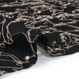 Metallic Luxury Brocade - Black and Silver Floral Outlines
