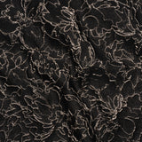 Metallic Luxury Brocade - Black and Silver Floral Outlines