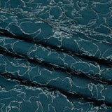 Metallic Luxury Brocade - Teal and Sky Blue Floral Outlines